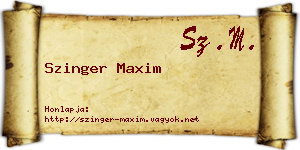 Szinger Maxim névjegykártya